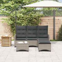 vidaXL Set Divani da Giardino 3 pz con Cuscini a L Grigio Polyrattan