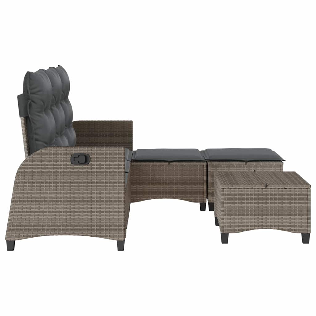 vidaXL Set Divani da Giardino 3 pz con Cuscini a L Grigio Polyrattan