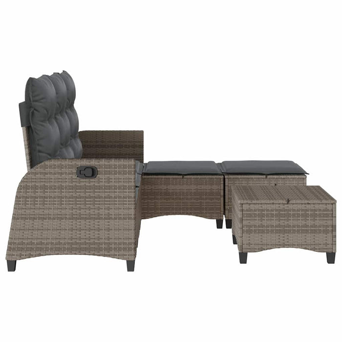 vidaXL Set Divani da Giardino 3 pz con Cuscini a L Grigio Polyrattan