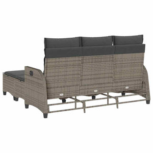 vidaXL Set Divani da Giardino 3 pz con Cuscini a L Grigio Polyrattan