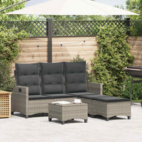 vidaXL Set Divani da Giardino 3 pz con Cuscini a L Grigio Polyrattan