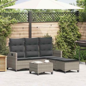 vidaXL Set Divani da Giardino 3 pz con Cuscini a L Grigio Polyrattan