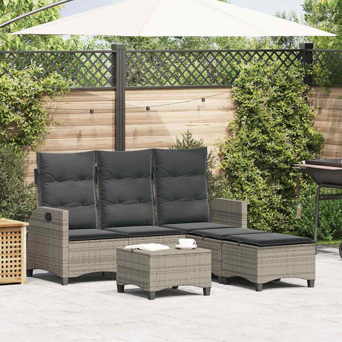 vidaXL Set Divani da Giardino 3 pz con Cuscini a L Grigio Polyrattan