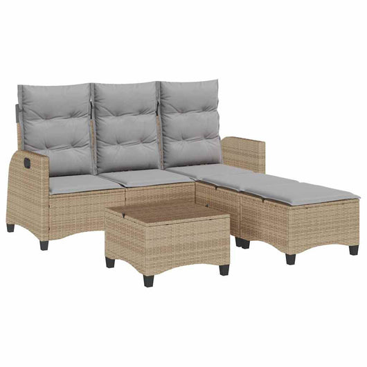 vidaXL Set Divano da Giardino 3 pz con Cuscini a L Beige in Polyrattan