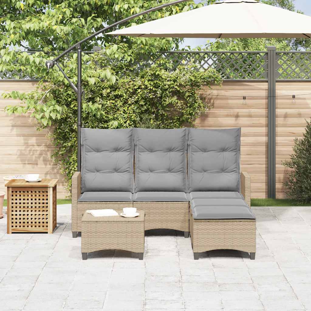 vidaXL Set Divano da Giardino 3 pz con Cuscini a L Beige in Polyrattan