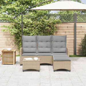 vidaXL Set Divano da Giardino 3 pz con Cuscini a L Beige in Polyrattan