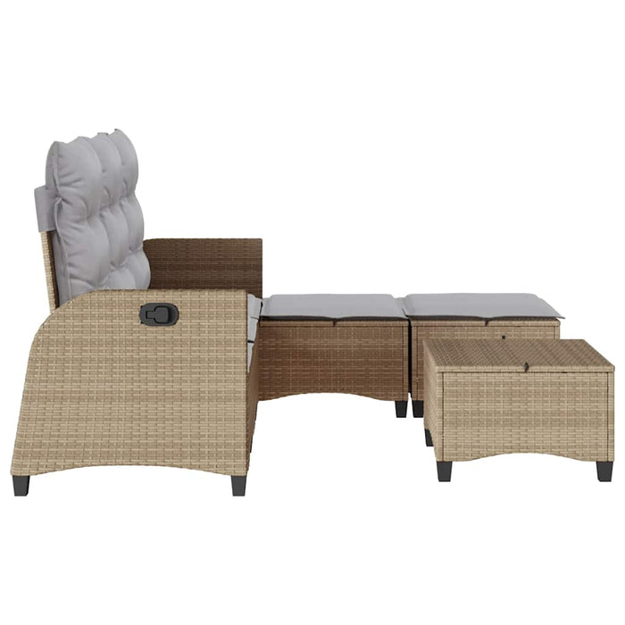 vidaXL Set Divano da Giardino 3 pz con Cuscini a L Beige in Polyrattan