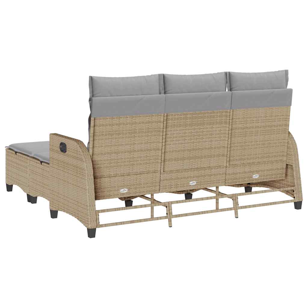 vidaXL Set Divano da Giardino 3 pz con Cuscini a L Beige in Polyrattan