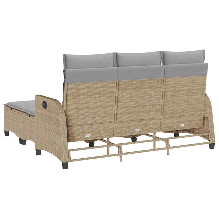 vidaXL Set Divano da Giardino 3 pz con Cuscini a L Beige in Polyrattan
