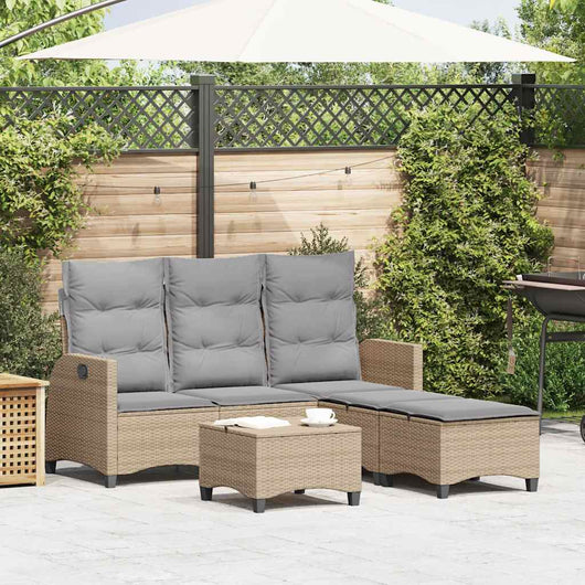 vidaXL Set Divano da Giardino 3 pz con Cuscini a L Beige in Polyrattan