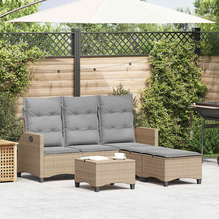 vidaXL Set Divano da Giardino 3 pz con Cuscini a L Beige in Polyrattan