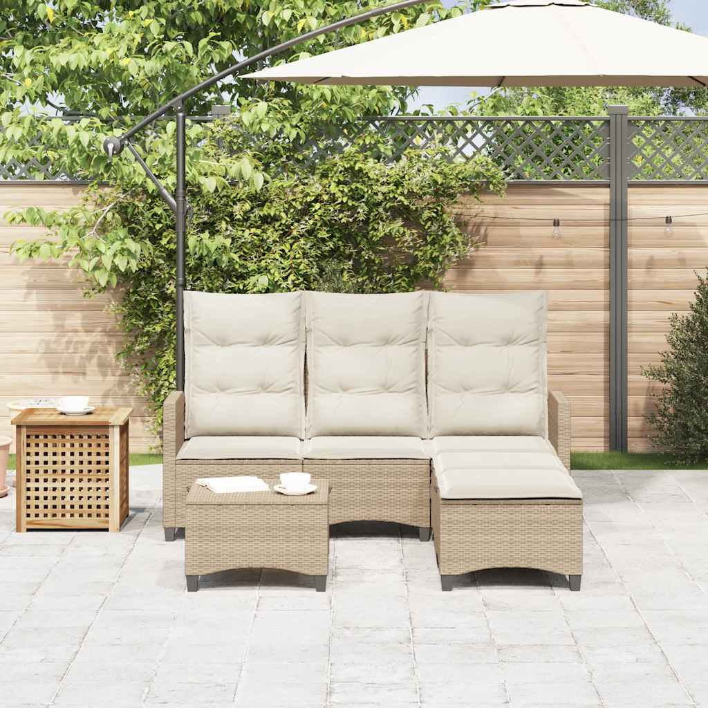 vidaXL Set Divano da Giardino 3 pz con Cuscini a L Beige in Polyrattan