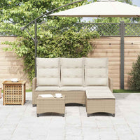 vidaXL Set Divano da Giardino 3 pz con Cuscini a L Beige in Polyrattan