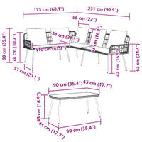 Set Divano da Giardino con cuscino 2 pz-Sofa da Giardino-Divanetto da esterno Nero polyrattan