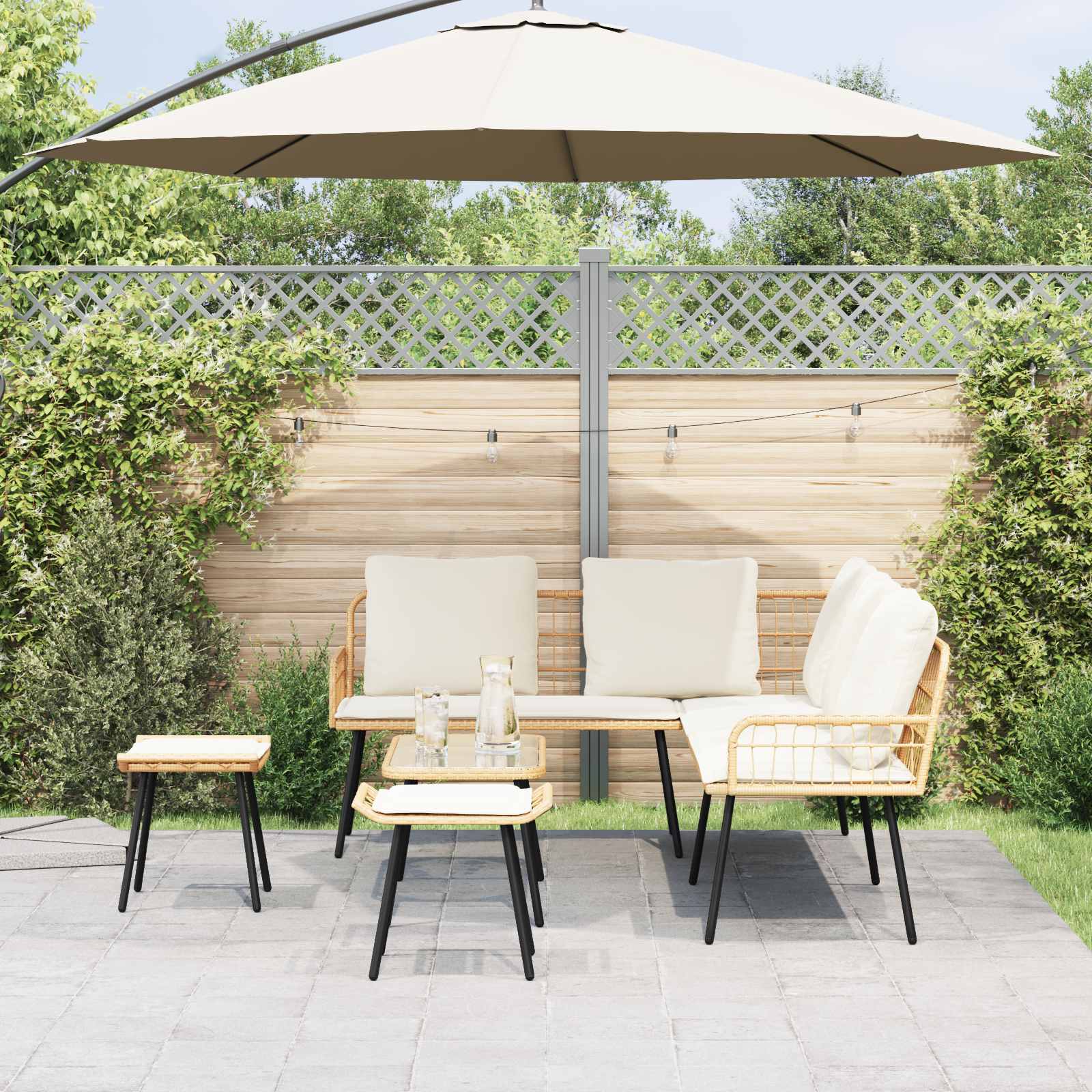 Set Divano da Giardino 4 pcs Naturale polyrattan 3328651