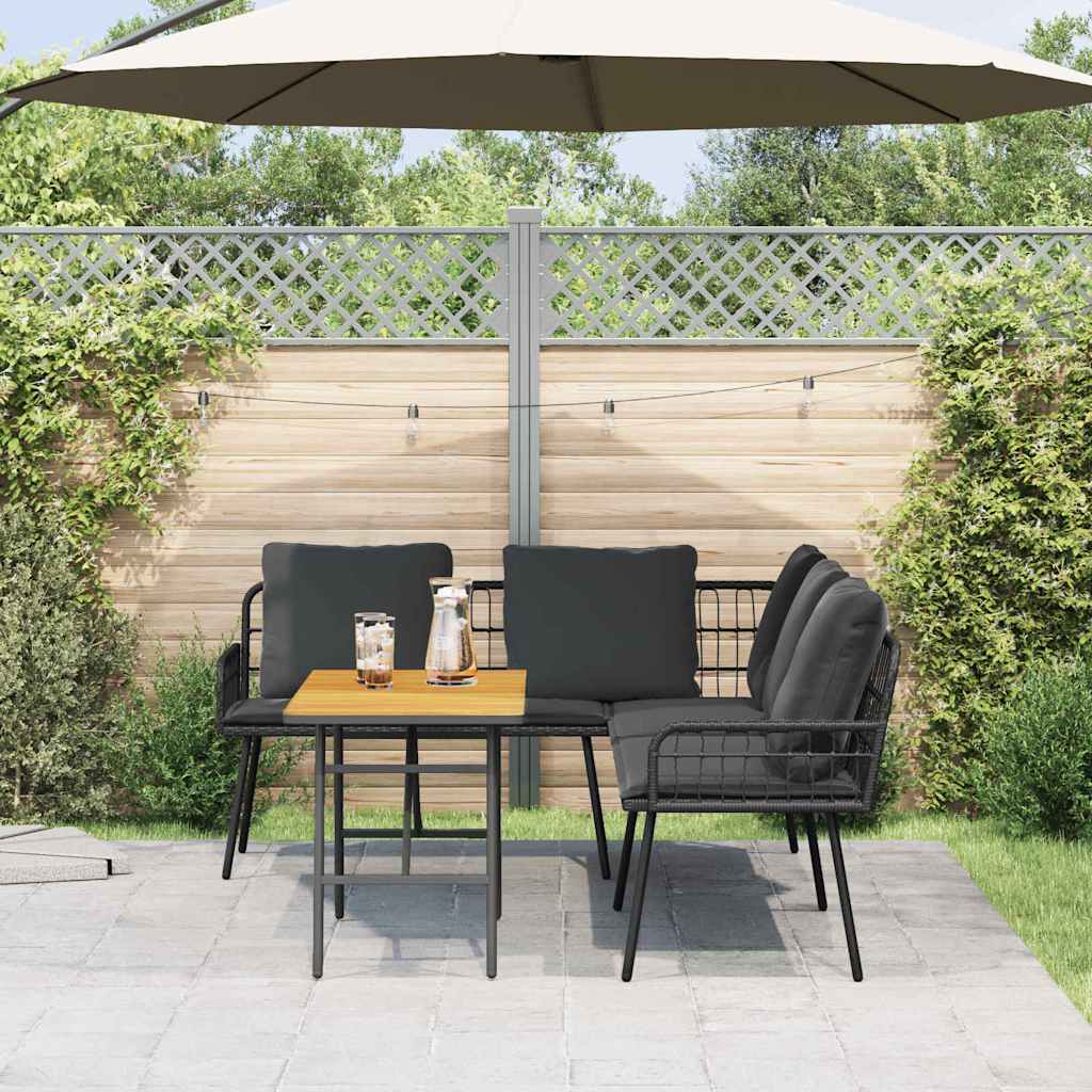 Set Divano da Giardino 2 pz-Sofa da Giardino-Divanetto da esterno Nero polyrattan