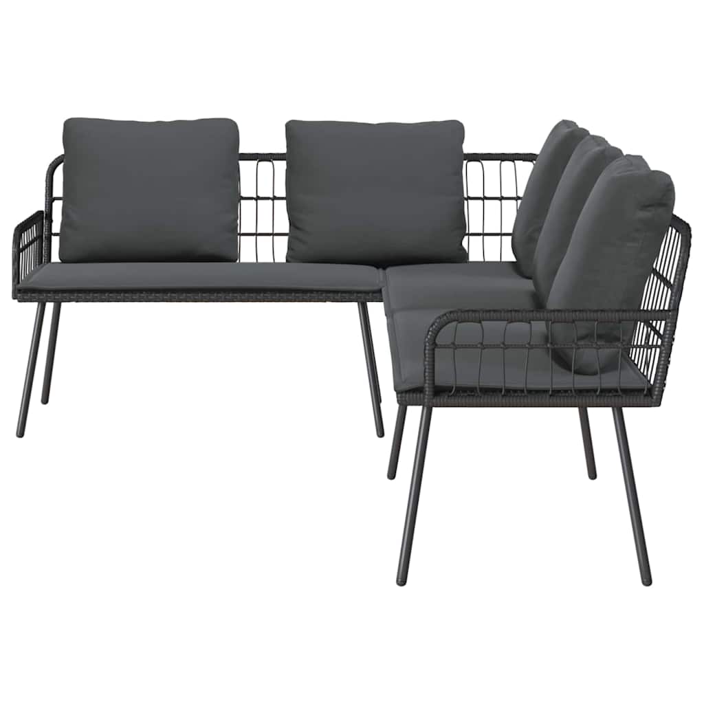 Set Divano da Giardino 2 pz-Sofa da Giardino-Divanetto da esterno Nero polyrattan