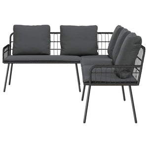 Set Divano da Giardino 2 pz-Sofa da Giardino-Divanetto da esterno Nero polyrattan
