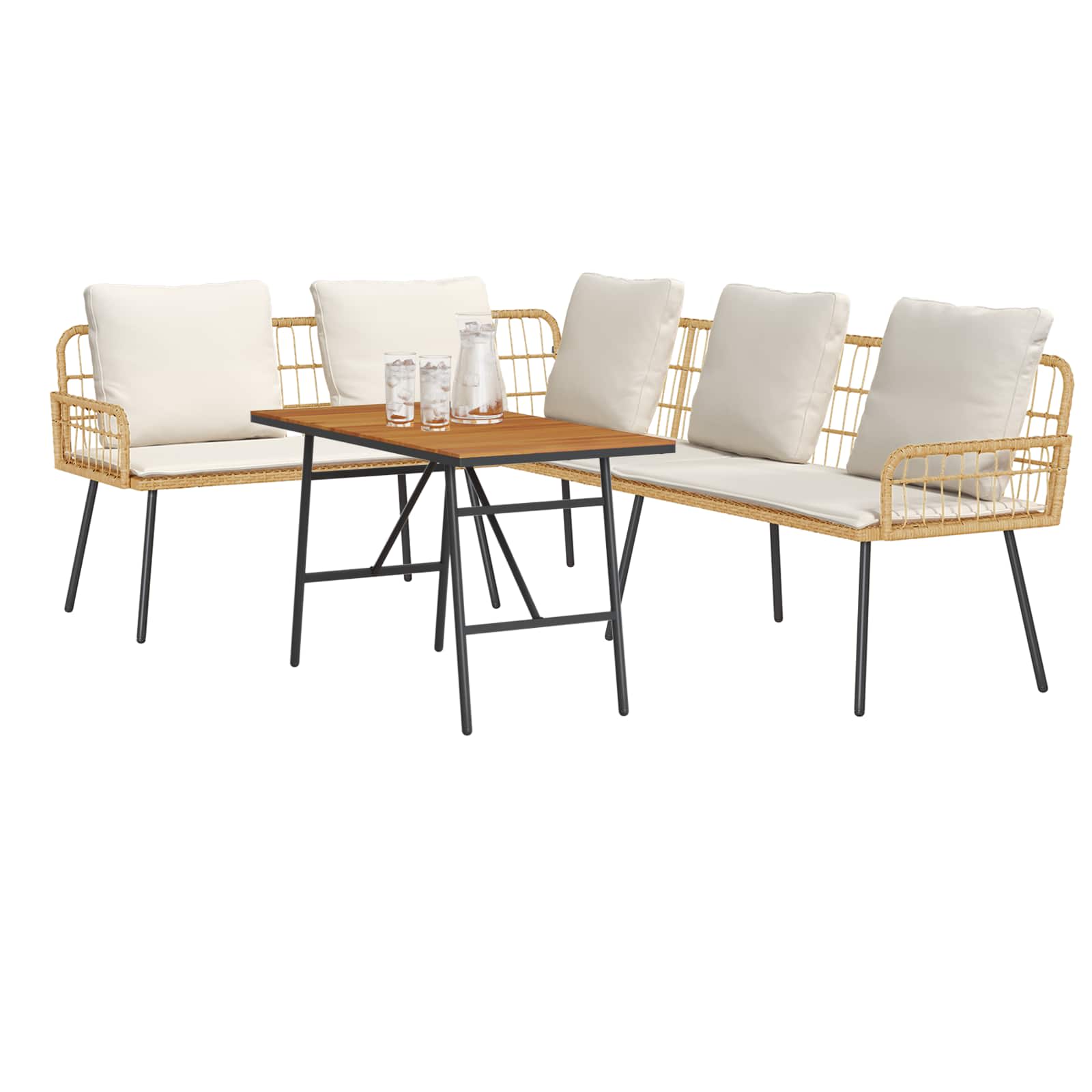 Set Divano da Giardino 2 pz-Sofa da Giardino-Divanetto da esterno Beige polyrattan