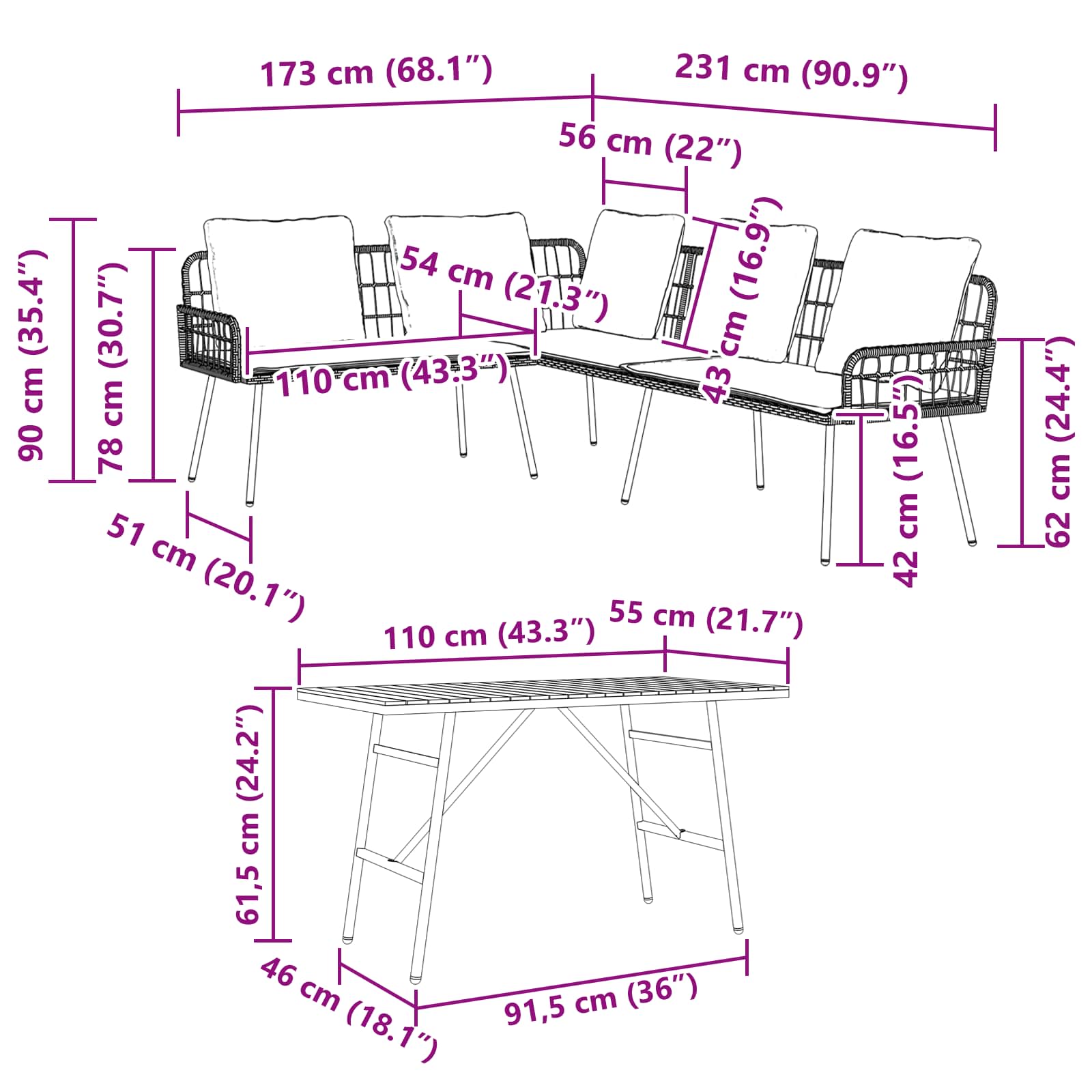 Set Divano da Giardino 2 pz-Sofa da Giardino-Divanetto da esterno Beige polyrattan