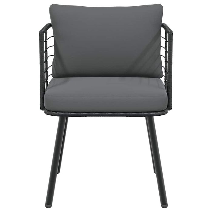 Sedie da Giardino con Cuscini 2 pz Nere in Polyrattan 3328656