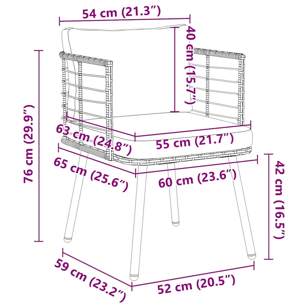 vidaXL Sedie da Giardino 2pz con Cuscini Naturale in Polyrattan
