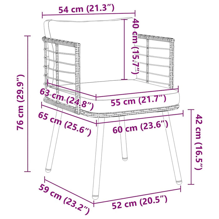 vidaXL Sedie da Giardino 2pz con Cuscini Naturale in Polyrattan