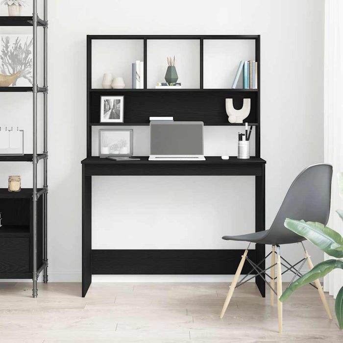 Scrivania con Mensole Rovere Nero 102x45x148 cm in Truciolato