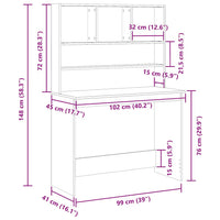Scrivania con Mensole Rovere Nero 102x45x148 cm in Truciolato 861985