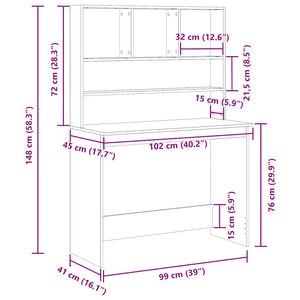 Scrivania con Mensole Rovere Nero 102x45x148 cm in Truciolato 861985