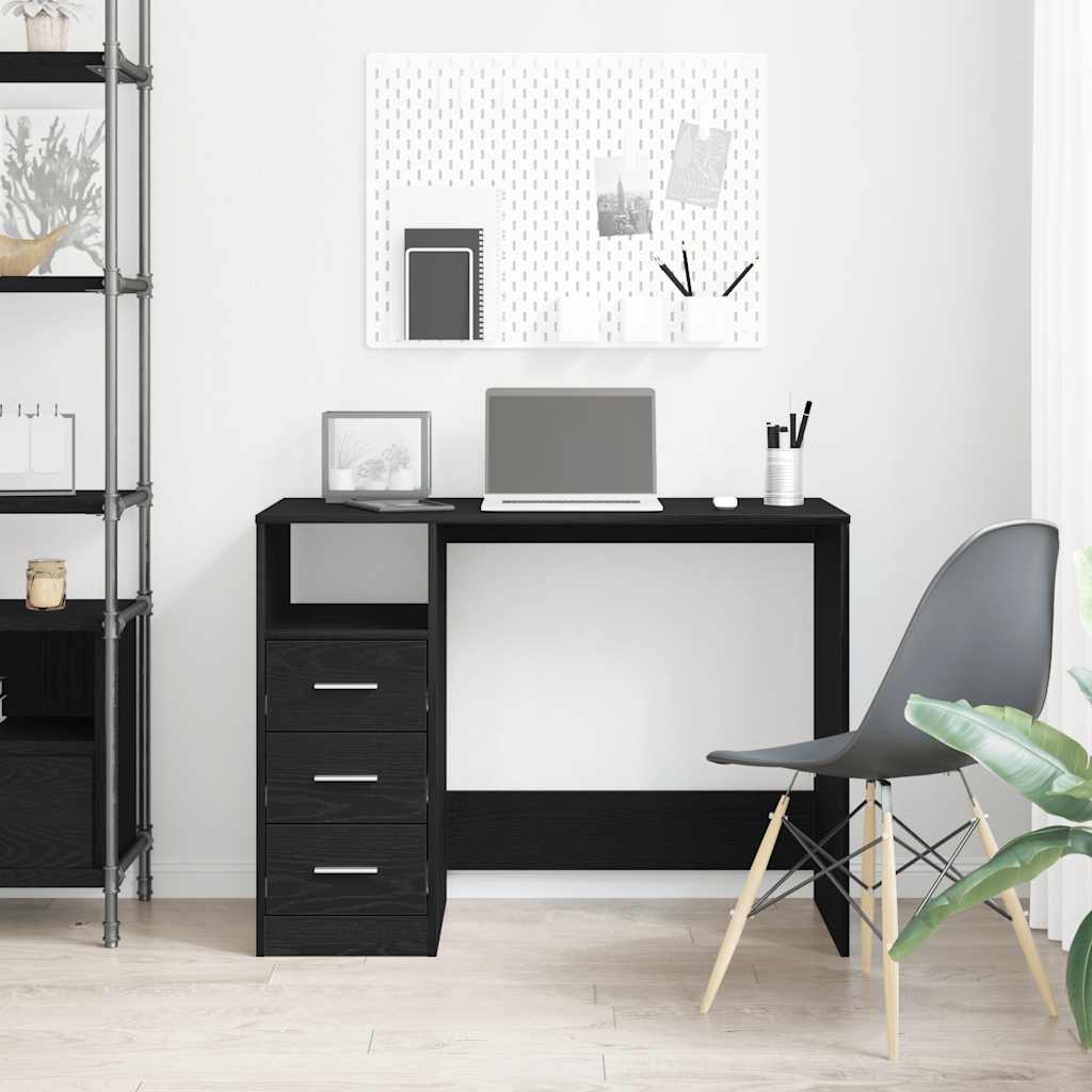 Scrivania Cassetti Rovere Nero 102x50x76 cm Legno Multistrato