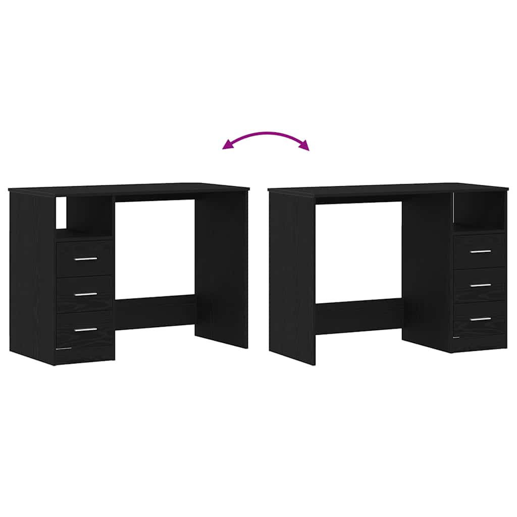 Scrivania Cassetti Rovere Nero 102x50x76 cm Legno Multistrato