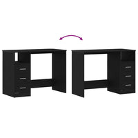 Scrivania Cassetti Rovere Nero 102x50x76 cm Legno Multistrato