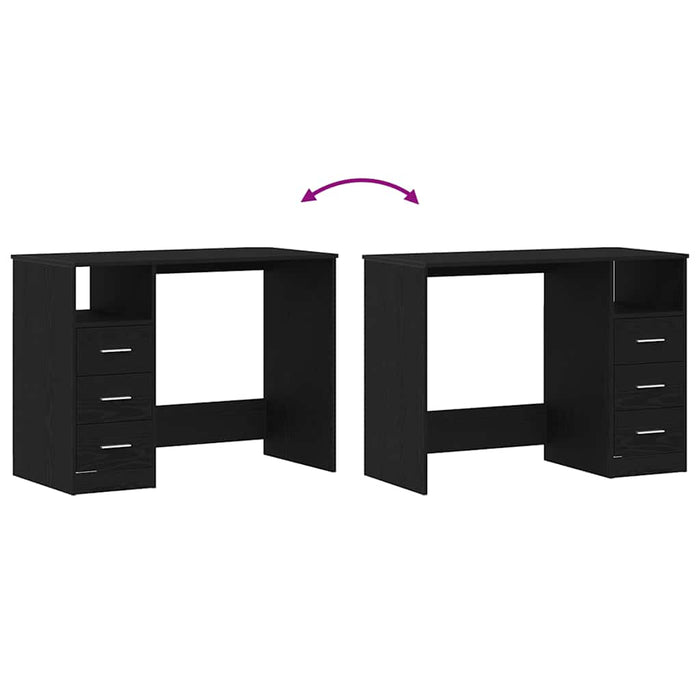 Scrivania Cassetti Rovere Nero 102x50x76 cm Legno Multistrato