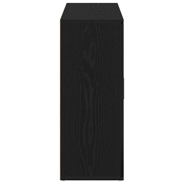 Credenza Rovere Nero 91x29,5x75 cm in Legno Multistrato