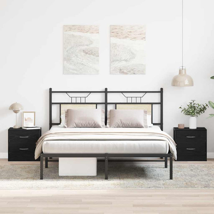 Comodini 2pz-Set di 2 Tavolino da notte Rovere Nero 40x30x40 cm in Legno Multistrato 183613