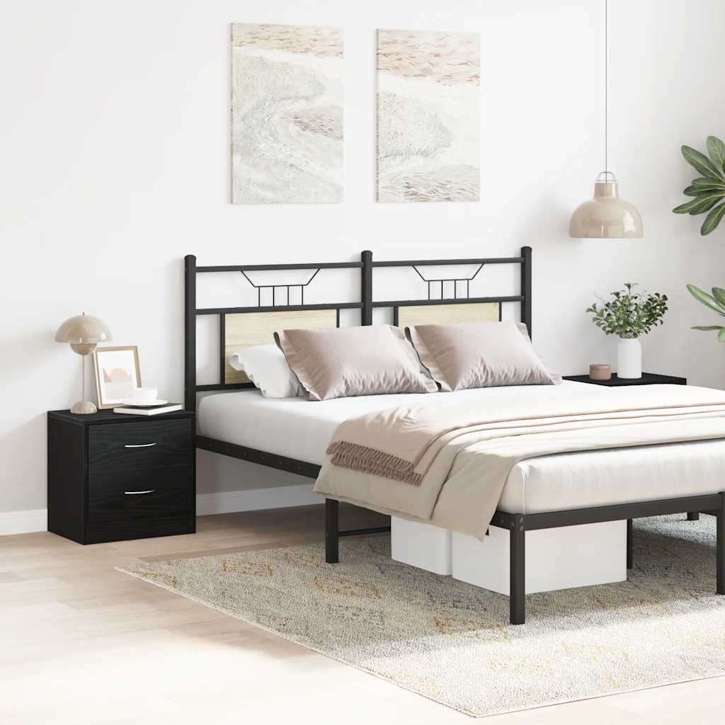 Comodini 2pz-Set di 2 Tavolino da notte Rovere Nero 40x30x40 cm in Legno Multistrato 183613