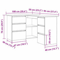 Scrivania ad angolo Rovere nero 145 x 100 x 76 cm 862006