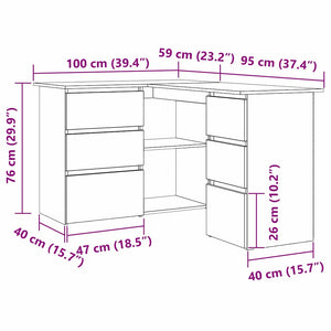 Scrivania ad angolo Rovere nero 145 x 100 x 76 cm 862006