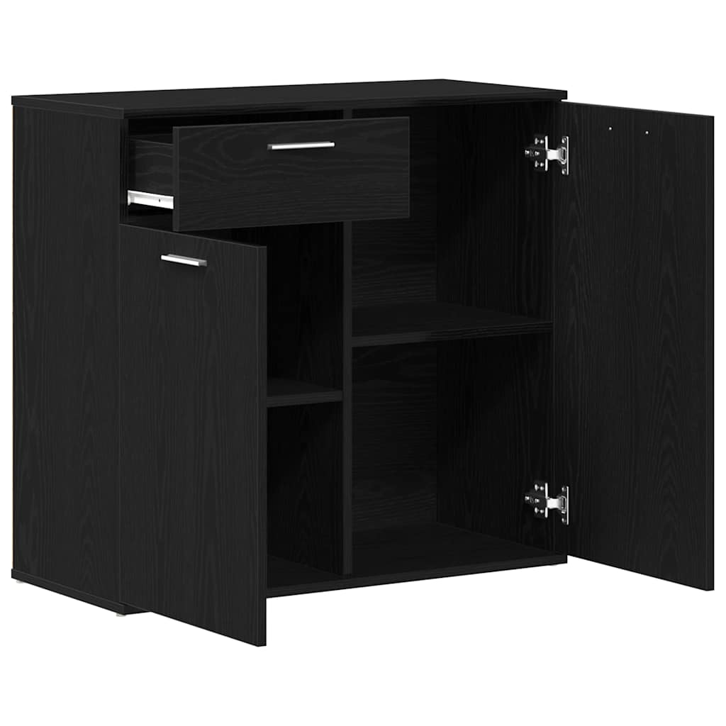 vidaXL Credenza Rovere Nero 80x36x75 cm in Legno Multistrato