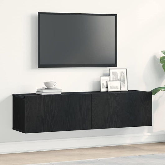 Mobile TV Rovere Nero 120x30x30,5 cm in Legno Multistrato 862011