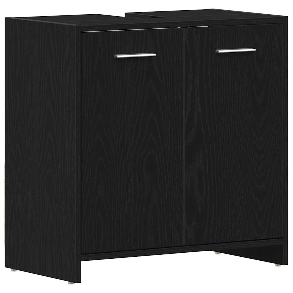 Mobile Lavabo Bagno Rovere Nero 60x30x60cm in Legno Multistrato 862013