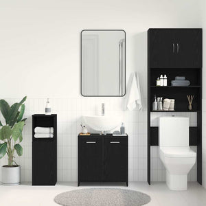 vidaXL Mobile Lavabo Bagno Rovere Nero 60x30x60cm in Legno Multistrato
