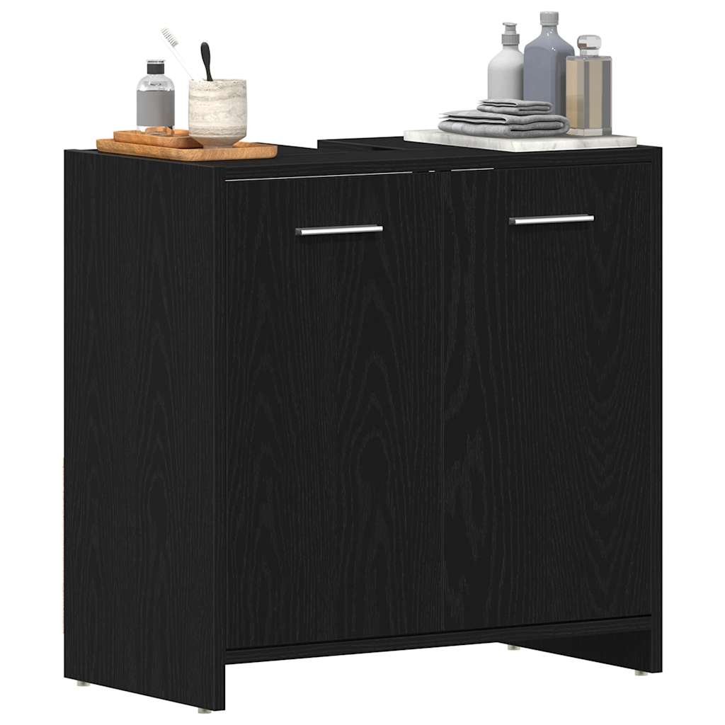 Mobile Lavabo Bagno Rovere Nero 60x30x60cm in Legno Multistrato 862013