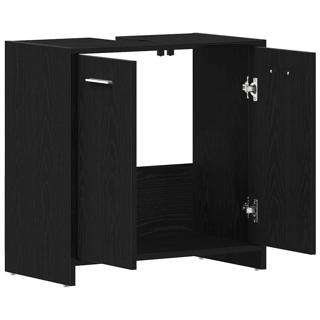 Mobile Lavabo Bagno-Armadietto da bagno Rovere Nero 60x30x60cm in Legno Multistrato