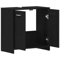 Mobile Lavabo Bagno-Armadietto da bagno Rovere Nero 60x30x60cm in Legno Multistrato