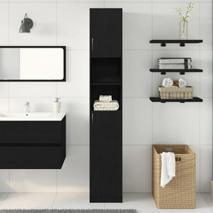 Mobile da Bagno Rovere Nero 32x25,5x190 cm in Legno Multistrato 862015