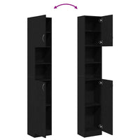 Mobile da Bagno Rovere Nero 32x25,5x190 cm in Legno Multistrato 862015