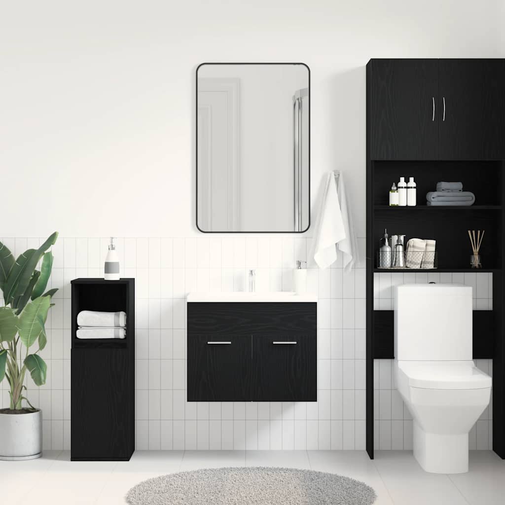 vidaXL Mobile Lavabo da Bagno Rovere Nero 60x38,5x46 cm in Truciolato