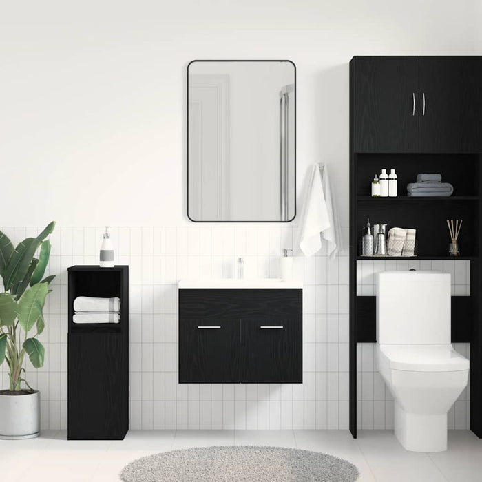 vidaXL Mobile Lavabo da Bagno Rovere Nero 60x38,5x46 cm in Truciolato